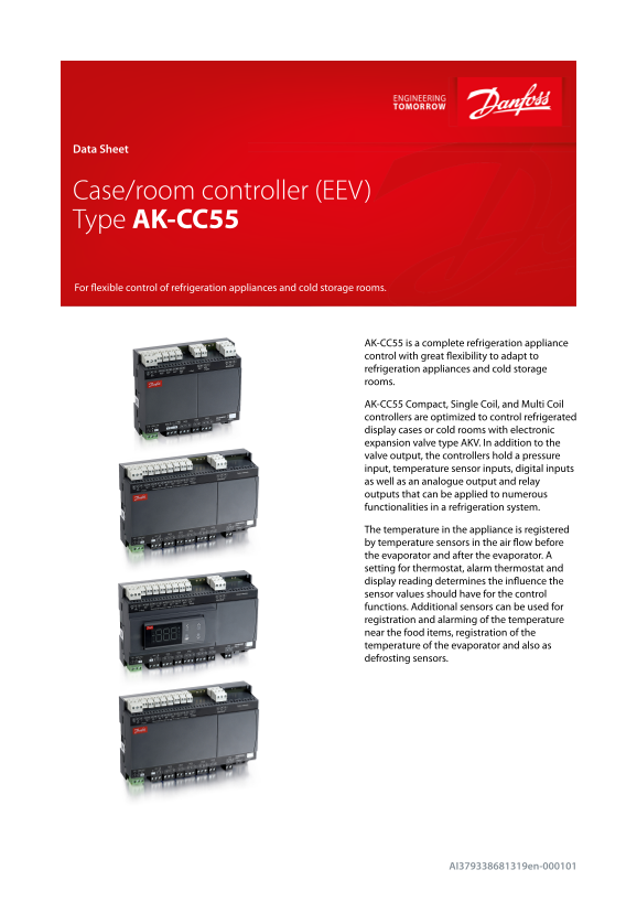 Danfoss Case Room Controller (EEV), Type AK-CC55 Datasheet - Page 1