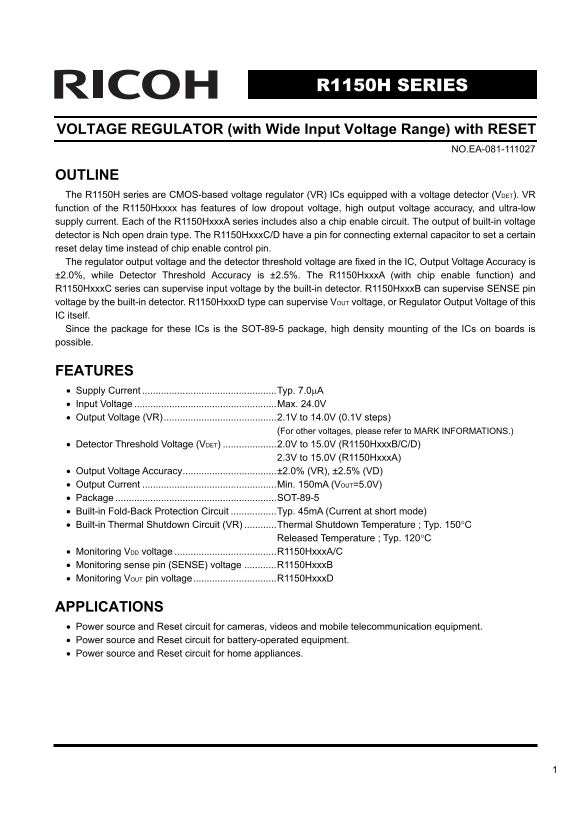 RICOH R1150H SERIES Owner's Manual User Guide - Page 1