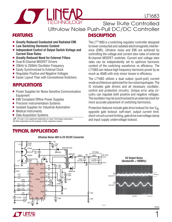LINEAR TECHNOLOGY LT1683 User Guide - Page 1