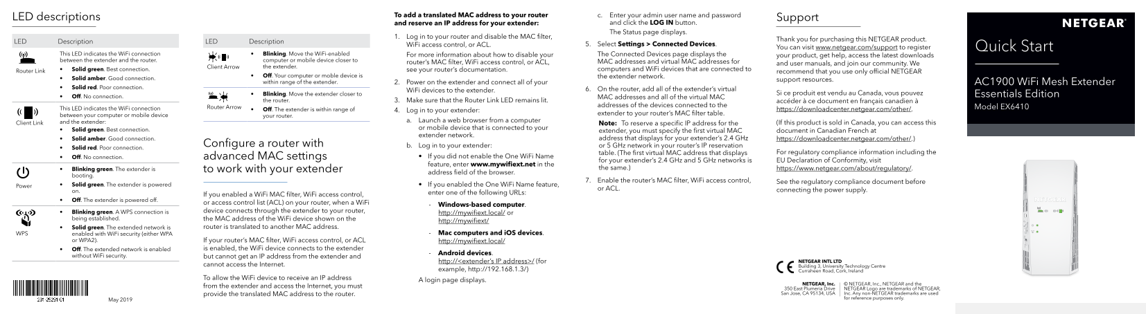 Netgear EX6410 - AC1900 WiFi Mesh Extender Installation Guide - Page 1