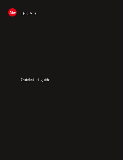 Leica S 007 Quick Start Manual Operation Manual English - Page 1