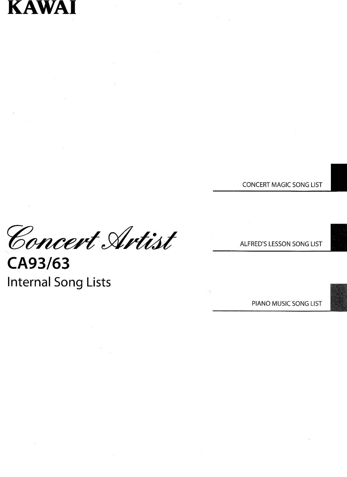 KAWAI CA63 93 Internal Song List - Page 1