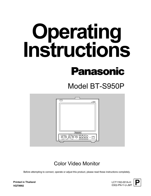Panasonic BT-S950P User Guide - Page 1