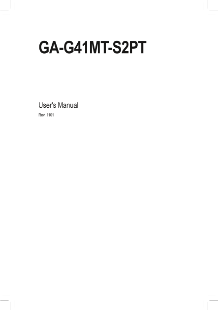 Gigabyte GA-G41MT-S2PT Motherboard User' s Manual - Page 1