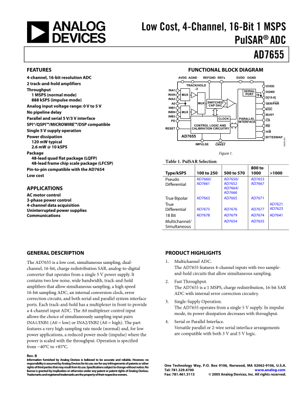 ANALOG DEVICES AD7655 Data Sheet - Page 1