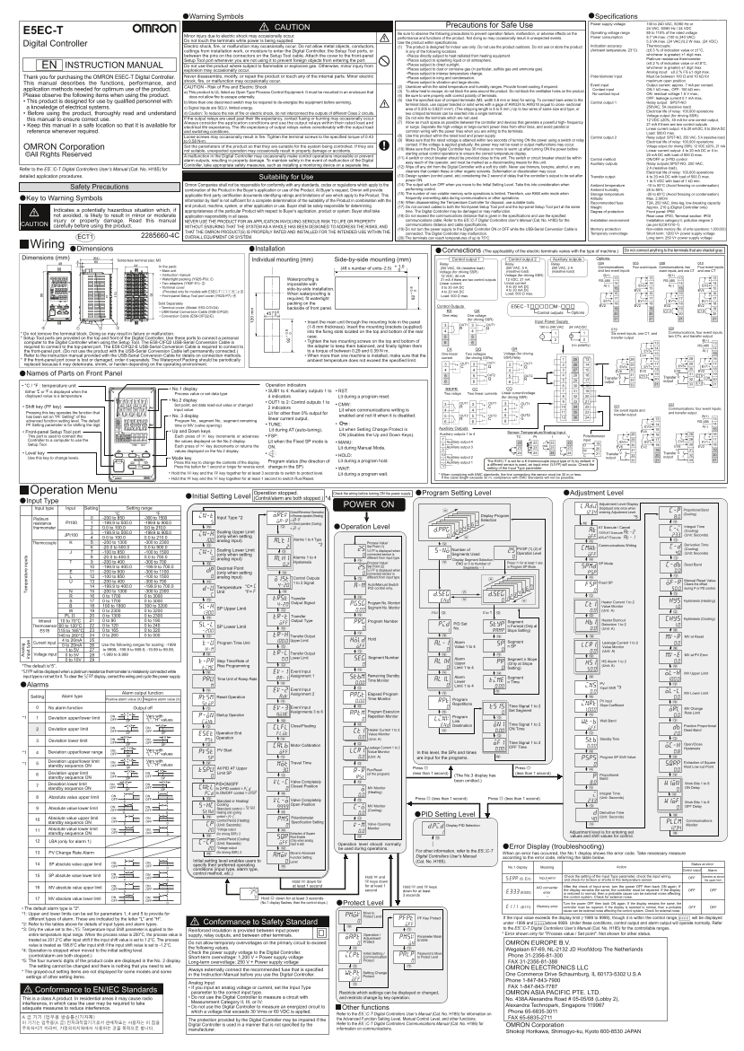 OMRON Digital Controller Instruction Sheet (ENG JPN) - Page 1