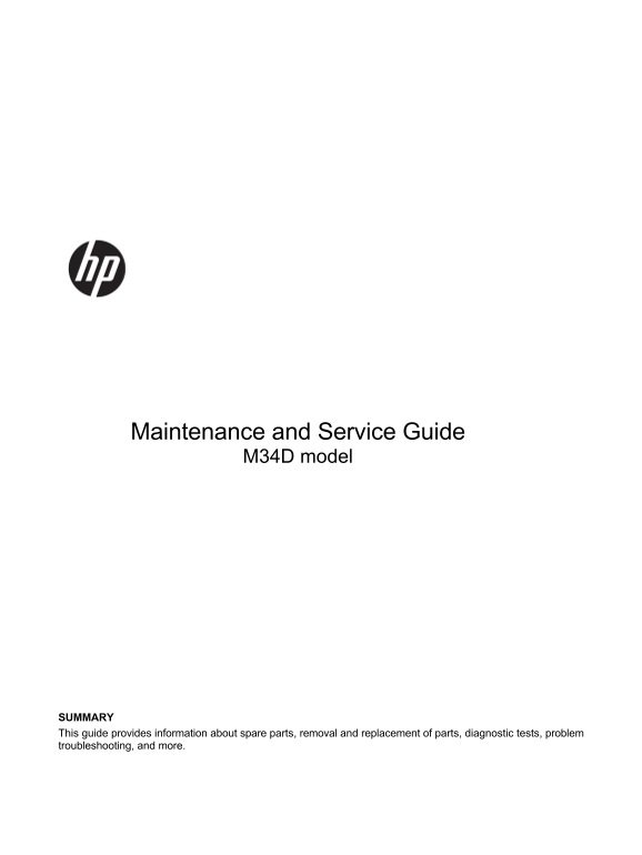 HP M34d WQHD Curved Monitor Maintenance and Service Guide - Page 1