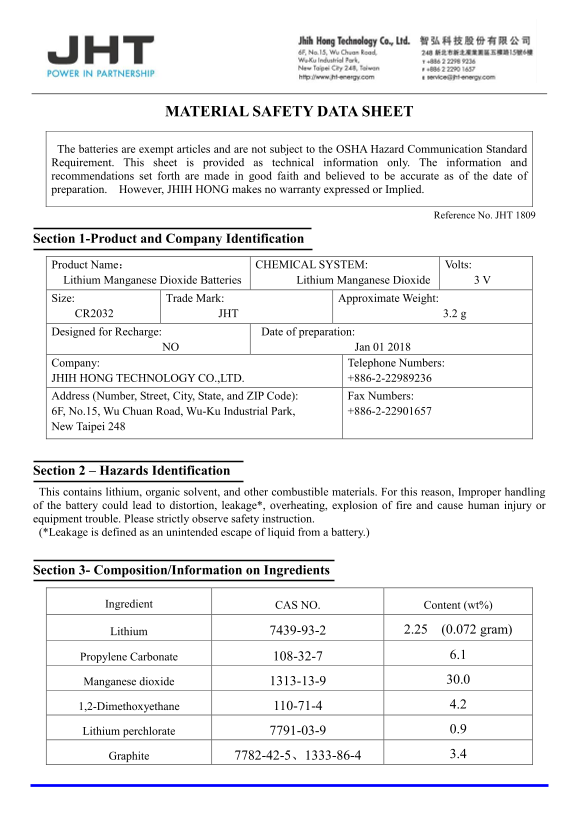 Acer Aspire All-in-One Veriton Z4860 GB Battery MSDS UN383 CNAS COO for air transportation User Manual (1) - Page 1