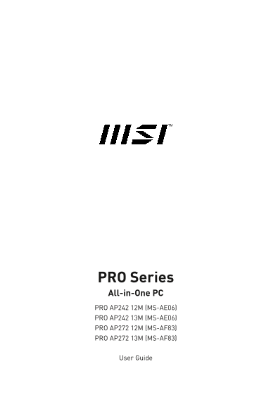 MSI All-in-One PCs 24 Series PRO AP242 12M User Manual - Page 1