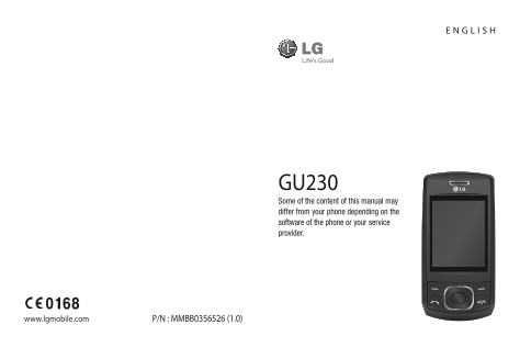LG GSM Mobile Phone GU230.ACHNMK Product Specifications TELECOM CONCEPTS INC (PHILIPPINES) - Page 1