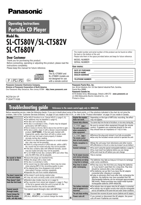 Panasonic SL-CT580V User Guide - Page 1