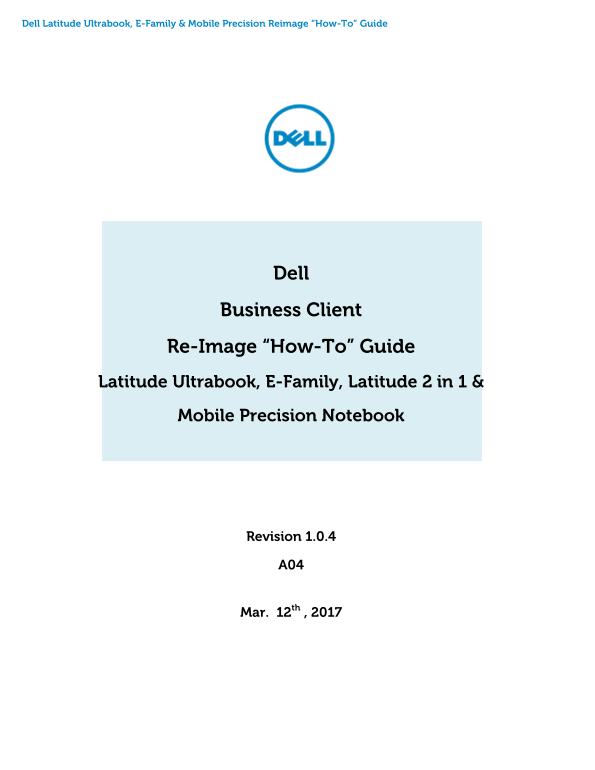 Dell Latitude 5285 Reimage Guide - Page 1