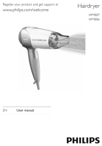 PHILIPS Hairdryer HP4887 HP4886 User Guide and Manual - Page 1