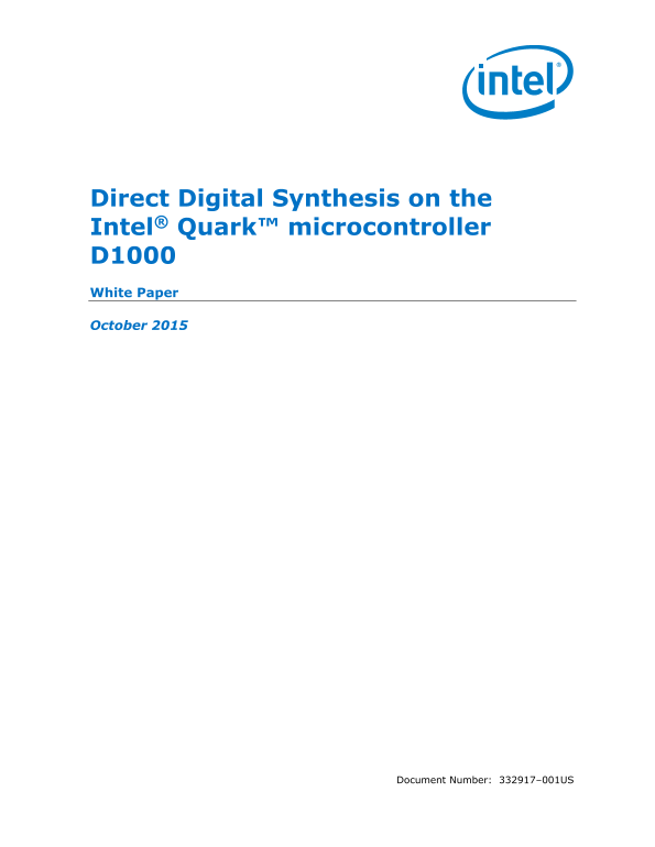 Intel White Paper on Direct Digital Synthesis with Intel® Quark™ Microcontroller D1000 - Page 1