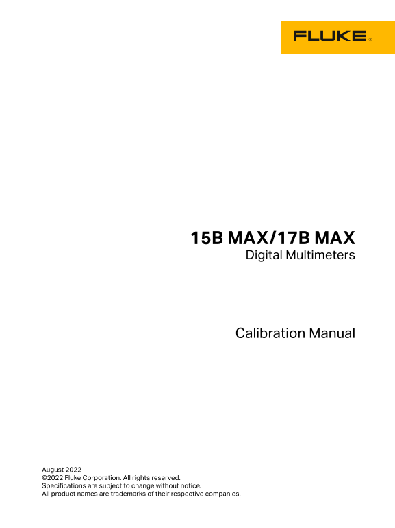 Fluke 17B MAX Digital Multimeter 15B Max 17B Calibration Manual - Page 1