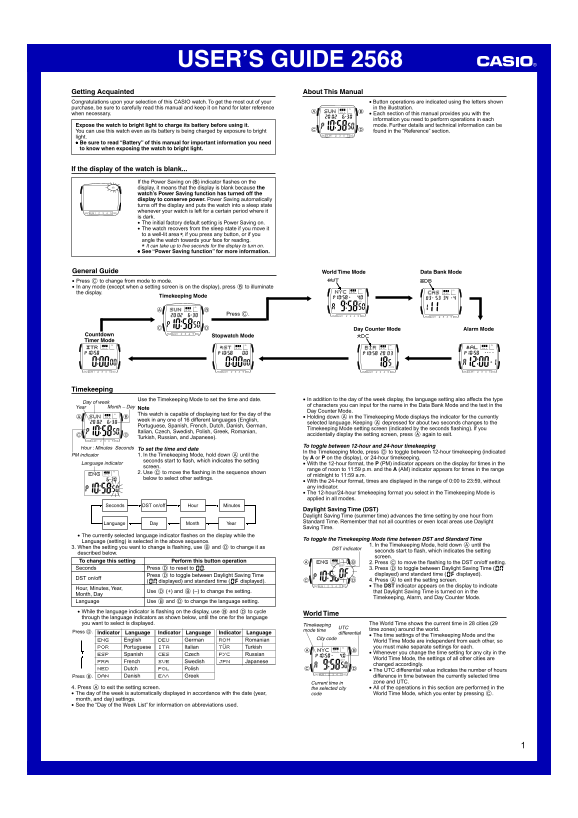 Casio 2568 User Guide - Page 1