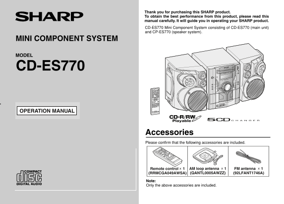 SHARP CD-ES770 Operation Manual - Page 1