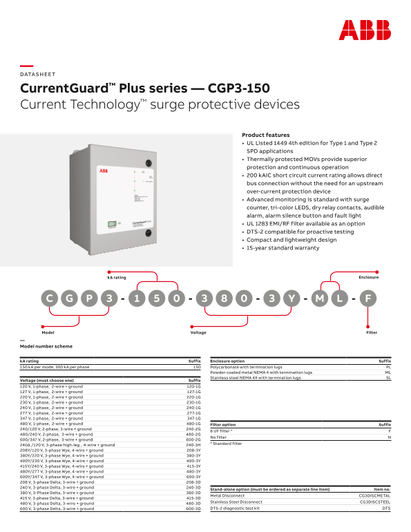 ABB Current Tech CGP3 150 Datasheet - Page 1