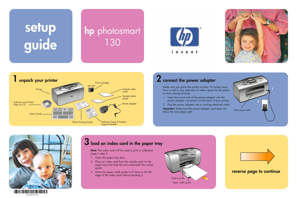 HP Photosmart 130 Series Printer - 130 Photo Printer Setup Guide (English Version) - Page 1