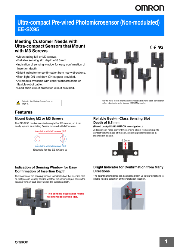 OMRON EE-SX95 EE-SX95 Data Sheet - Page 1