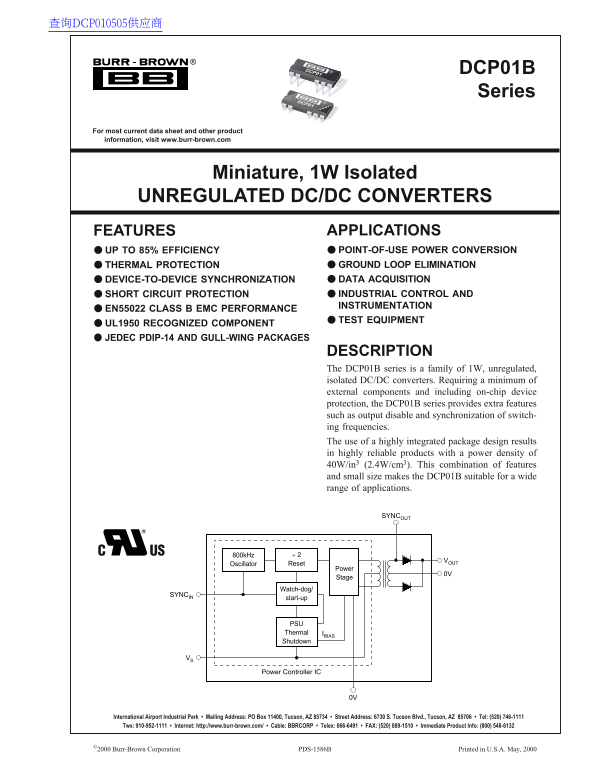 Texas Instruments DCP01B Series Data Sheet - Page 1