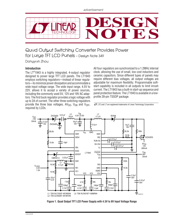 LINEAR dn349f Data Sheet - Page 1