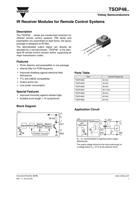 Vishay TSOP48.. User Guide - Page 1