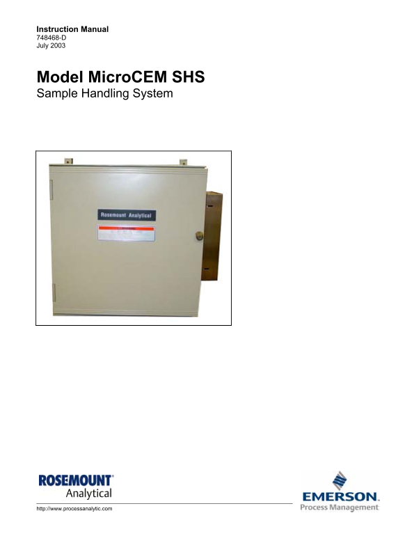 EMERSON Manual MicroCEM SHS Sample Handling System-Rev D Rosemount - Page 1