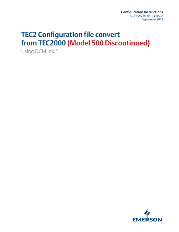 EMERSON Manuals TEC2 Configuration File Convert From TEC2000 Using DCMlink - Page 1