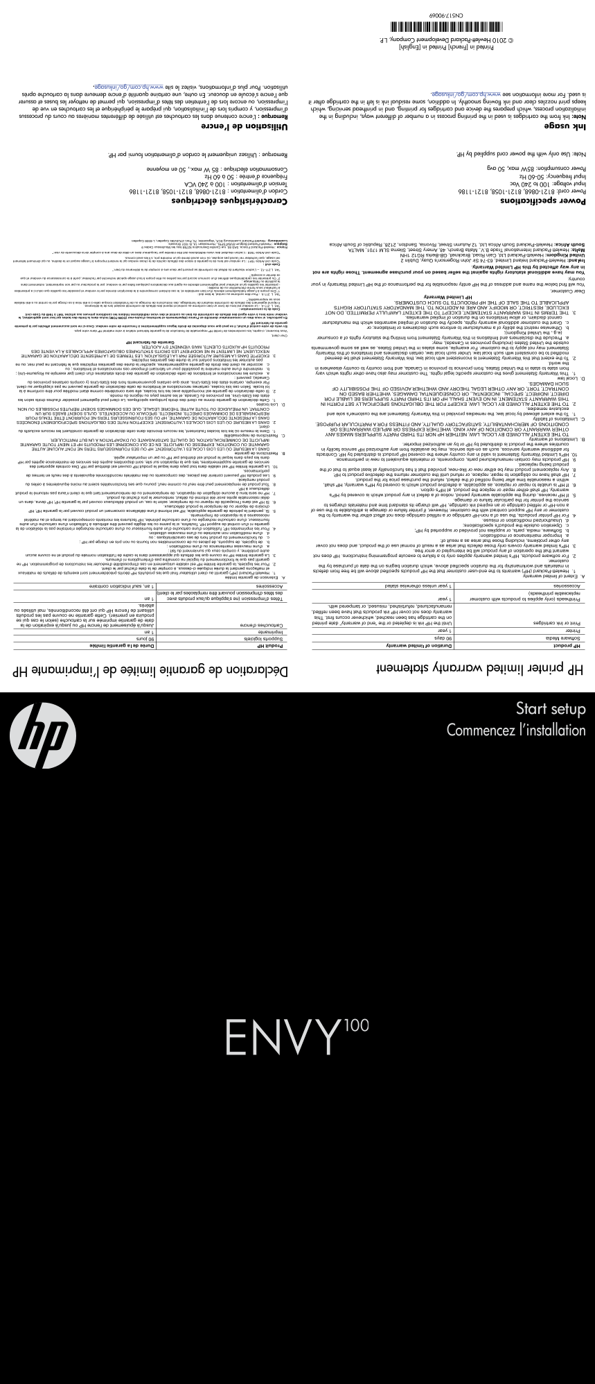 HP ENVY 100 e-All-in-One Printer Series - D410Setup Poster - Page 1