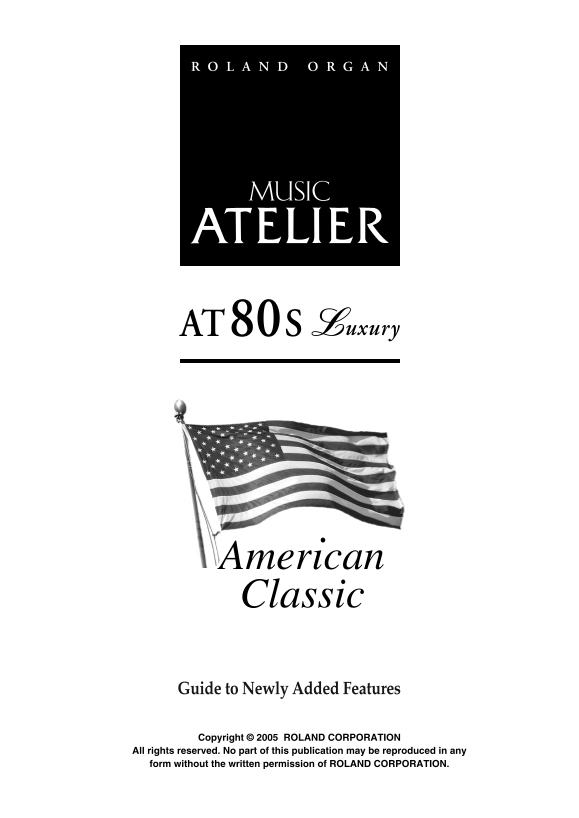 Roland AT-80SL Dual Key Action Organ Addendum User Manual - Page 1