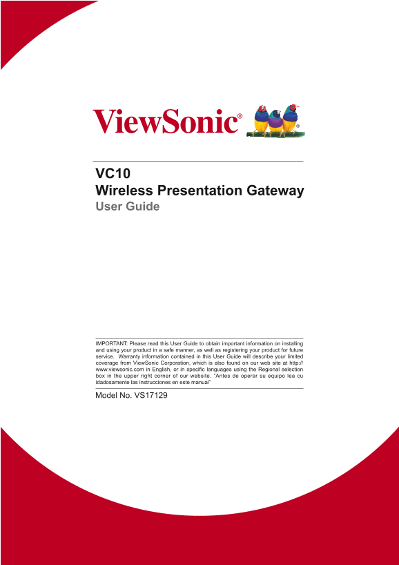ViewSonic VC10 User Guide (English) - Page 1