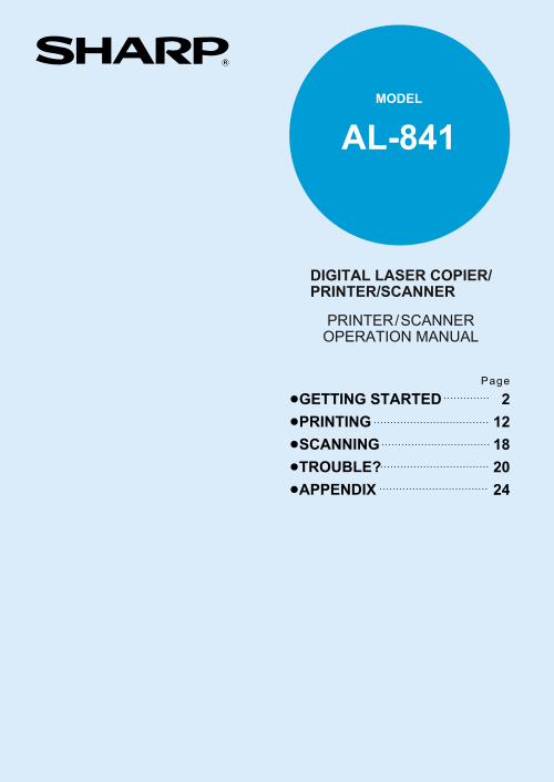 SHARP AL-841 Operation Manual - Page 1