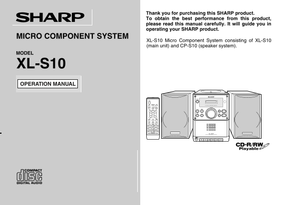 SHARP XL-S10 User Guide - Page 1