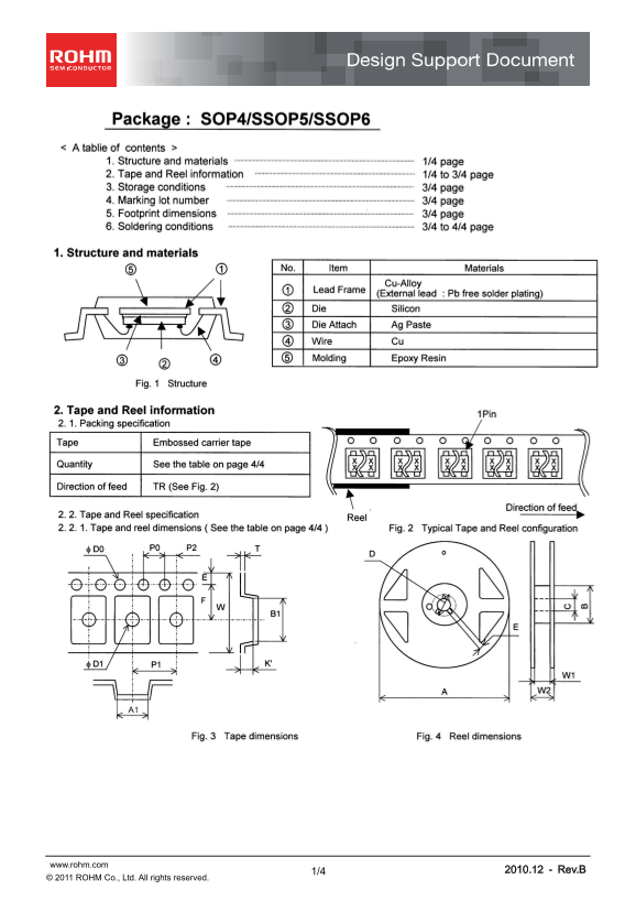 ROHM SOP4 SSOP5 SSOP6 Data Handbook / Manual - Page 1