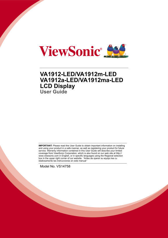 ViewSonic VA1912MA-LED Quick User Guide (English) - Page 1