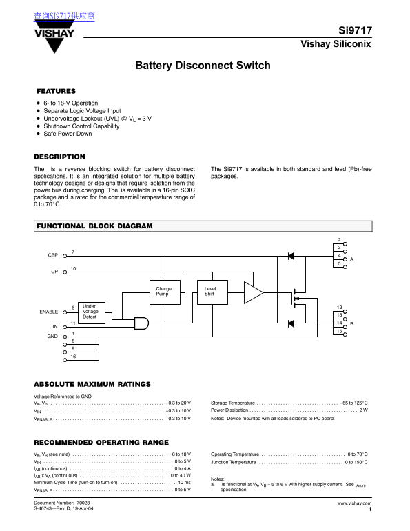 Vishay Si9717 Data Sheet - Handbook - Page 1