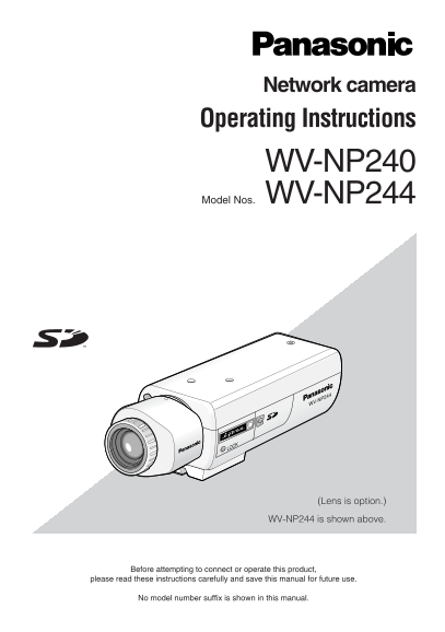 Panasonic WV-NP240 NP244 Camcorder User Manual - Page 1