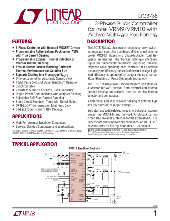 LINEAR TECHNOLOGY LTC3738 Owner's Manual User Guide - Page 1