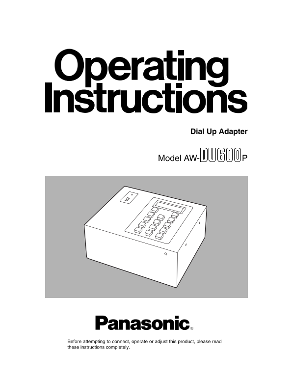 Panasonic AW-DU600P User's Guide - Page 1