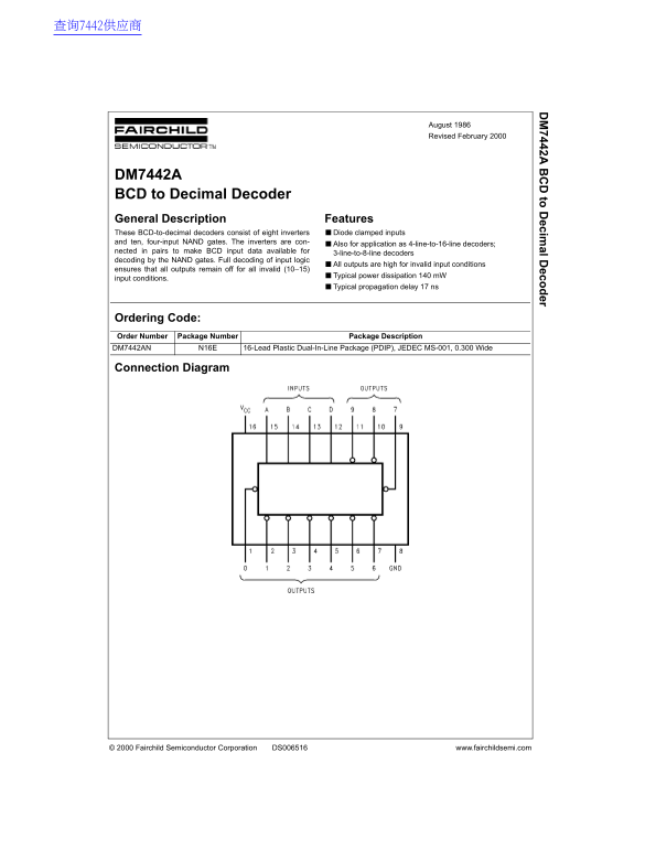 Fairchild DM7442A Data Manual - Page 1
