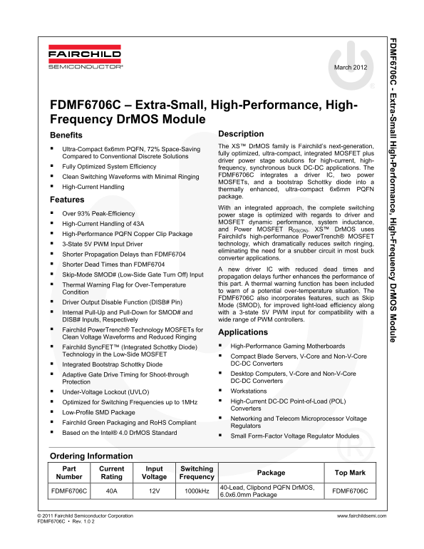 Fairchild FDMF6706C Specifications Manual - Page 1