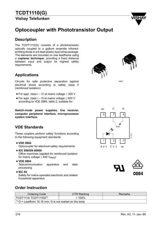 Vishay TCDT1110(G) Data Sheet - Page 1