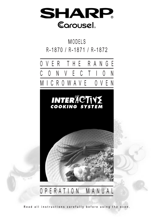 SHARP Microwave Operation Manual for R-1870 3669 - Page 1