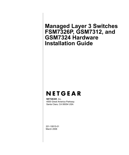 Netgear FSM7326P - 24 + 2 L3 Managed 10 100 Switch With Power-Over-Ethernet FSM7326P Hardware Manual - Page 1
