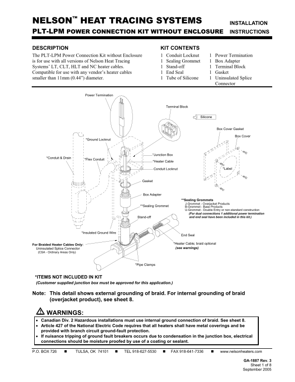 EMERSON Instruction Sheet GA-1887, PLT-LPM Connection Kit - Page 1