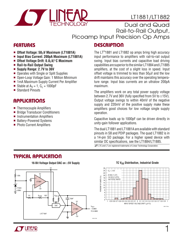 LINEAR TECHNOLOGY LT1881 LT1882 User's Manual - Page 1