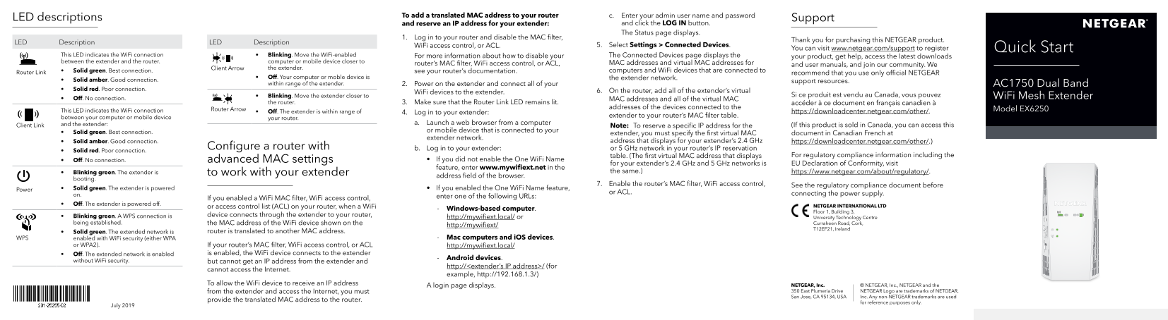 Netgear EX6250 - AC1750 Dual Band WiFi Mesh Extender Installation Guide - Page 1