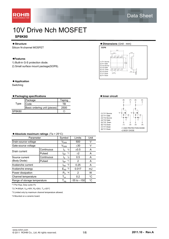 ROHM SP8K80 User Guide and Manual - Page 1