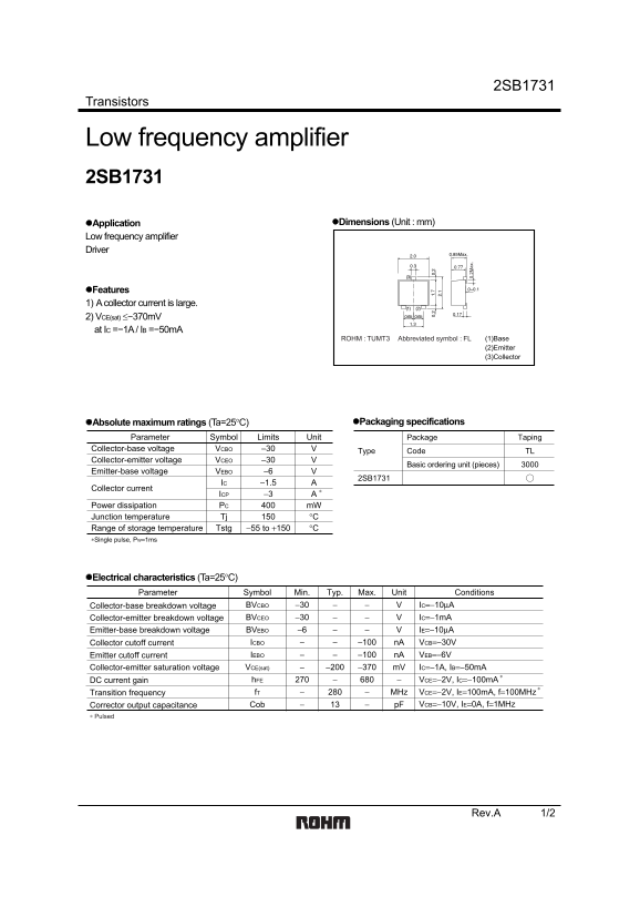ROHM 2SB1731 User Guide - Page 1